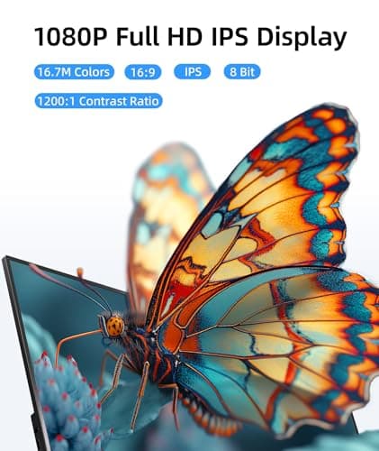 Ingnok Portable Monitor, Ultra Slim 15.6 Inch FHD IPS Laptop Screen Extender with Adjustable Stand, USB C Compatible, Ideal for Travel and Office 2