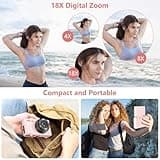 Digital Camera for Photography, 4K Vlogging Camera for YouTube 3" 180° Flip Screen 18X Digital Zoom Compact Cameras with 32GB TF Card & 2 Batteries, Pink 4