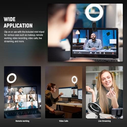 NEEWER BASICS 5" Ring Light for Video Conference Lighting, 2 Pack Clip on Light Kit with Desk Tripod Stands for Monitor Laptop Computer Zoom Call Live Streaming Recording Remote Working Learning, BR60 2