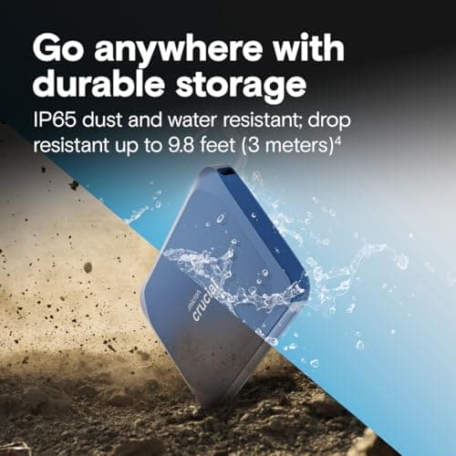 Crucial X10 1TB Portable SSD, Up to 2,100MB/s, USB 3.2 USB-C, External Solid State Drive, Compatible with Windows, Mac & Android, Durable Storage for Games, Photos & Files, Blue - CT1000X10SSD9-02 2