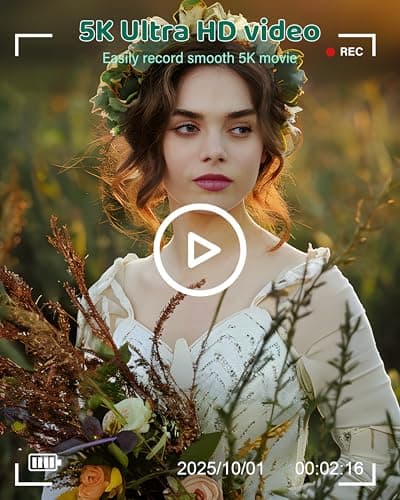 5K Digital Camera - WiFi 75MP Cameras for Photography - UHD Vlogging Camera for YouTube with 3" 180° Flip Screen - Autofocus Compact Video Travel Camara with 18X Zoom, 32GB SD Card, 2 Batteries 2