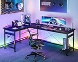 Coleshome 66" L Shaped Gaming Desk, Corner Computer Desk, Sturdy Home Office Computer Table, Writing Desk, Larger Gaming Desk Workstation, Black 2