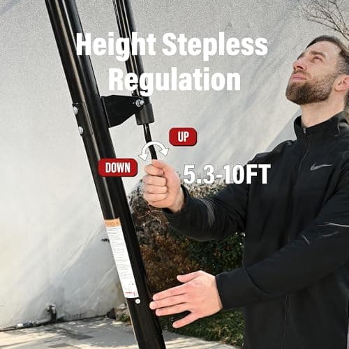 Basketball Hoop Outdoor,Portable Basketball Hoop with Impact Resistant PC Backboard,10FT Height Quickly Adjustable Basketball Goal System with Rebound Plate (White and Black, 43 inch Backboard) 5