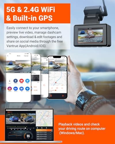 Vantrue E2 Dash Cam Front and Rear, 2.7K Upgrade Rear Cam, Dual STARVIS, 2.7K + 2.7K Dash Camera for Cars, Voice Control, WiFi, GPS, Night Vision, 24H Parking Mode, G-Sensor, 2.45" IPS, Support 512GB 2