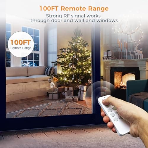 Wireless Remote Control Outlet, TESSAN Electrical Wall Plug with ON/Off Light Switch for Indoor String Lights, Lamps, Home Appliances, 100ft Range (2 Remotes + 5 Outlets) 2