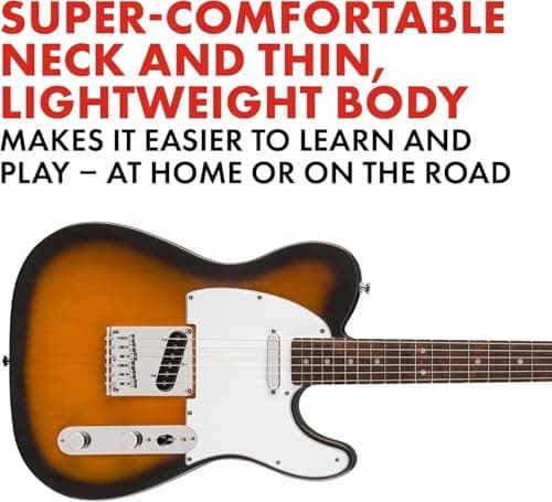 Fender Squier Debut Series Telecaster Electric Guitar, Beginner Guitar, 2-Year Warranty, Includes Free Lessons, 2-Color Sunburst with Satin Urethane Finish 3