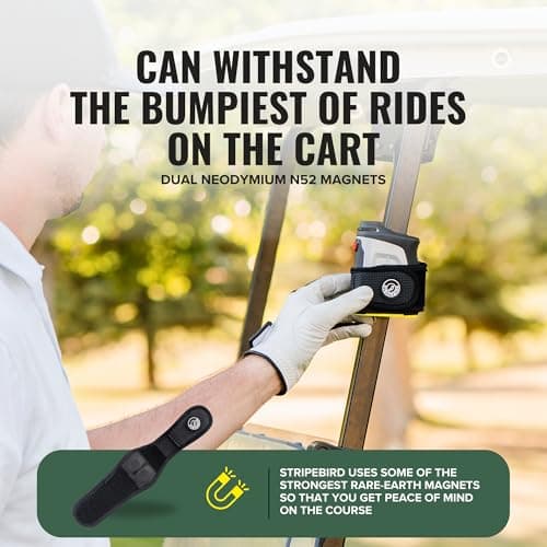 Stripebird - 2.0 Slim Golf Magnetic Rangefinder Strap (Black - Form Fitting & No Buckle Strap) - Golf Range Finder Magnetic Strap - Range Finder Golf Magnetic 2