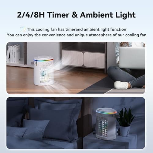 Portable Air Conditioner,Cooling Fan with 3 Speeds &3 Modes,2-8H Timer,1000ml Water Tank, Remote Control,4 in 1 Humidifier, Air Conditioner,Fan,Night Light,Evaporative Air Cooler for Home,Office 3