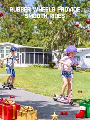 FanttikRide C9 Pro Kids Electric Scooter Ages 8-12, Colorful Rainbow Lights, E-Scooter for Kids 3.9-5.2 ft, 132 lbs, 5 Miles Range, Up to 40 min Ride Time, 5/8/10 MPH, 3 Adjustable Heights, Pink 3