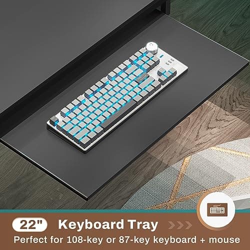 SEDETA L Shaped Gaming Desk, Reversible Computer Desk, Gaming Desk with Power Outlets & LED Strip, Monitor Shelf, Keyboard Tray, Pegboard and Storage Shelves for Home Office, Black 4