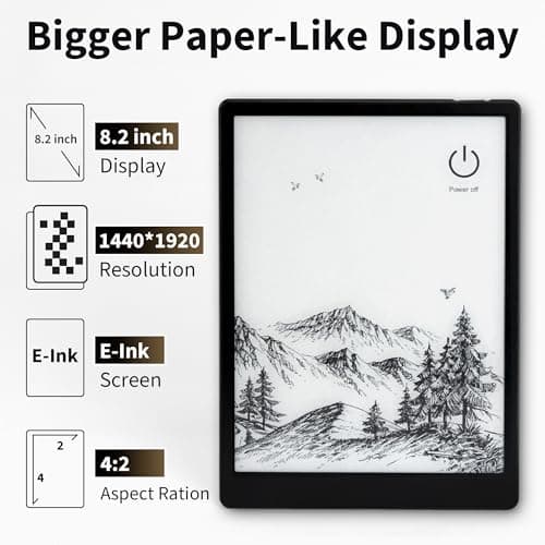 Veidoo 8.2 Inch E-Book Reader with Large E-Ink Screen, 64GB ROM,1440×1920 IPS 292 PPI, Adjustable SMARTlight, Dual Band WiFi, Android E-Reader, Digital E-Ink Tablet with Stylus and Cover(Black) 3