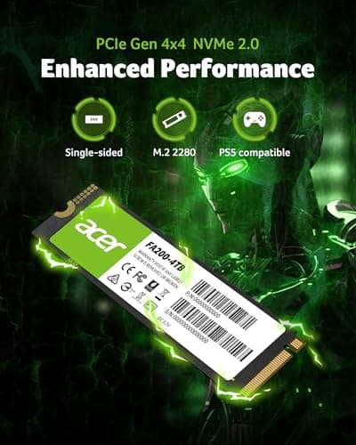 acer FA200 NVMe Gen4 SSD 2TB, PCIe 4.0, M.2 2280, Read Speeds Up to 7200MB/s, Internal Solid State Drive for Laptop, Desktop PC and PS5 Upgrade - BL.9BWWA.125 3