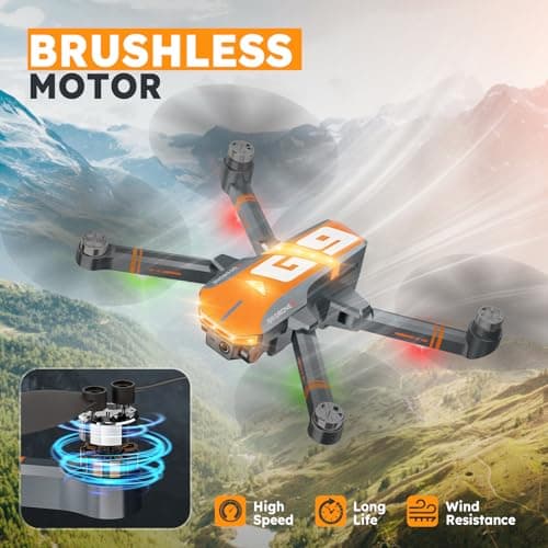 GPS Drones with 4K Camera for Adults with Brushless Motor and Follow Me Mode,Long Flight Time and Distance,5G FPV Transmission and Auto Return,G9 Foldable RC Quadcopter for Beginner,Under249g (Dark gray) 5