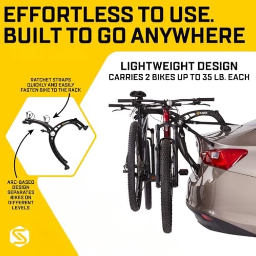 Saris Bones EX 2-Bike Trunk Rack Bicycle Carrier, Durable, Rust-Free, Anti-Sway Straps, Made in USA, Arc-Based Design, 100% Recyclable Materials 3