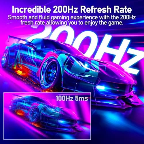 ZZA 27" Curved Gaming Monitor, FHD 1920x1080 200Hz/180Hz, 1800R VA Panel, 95% sRGB Color Gamut, AMD FreeSync Premium, Tilt Adjustable Stand, HDMI & DisplayPort - Black 2