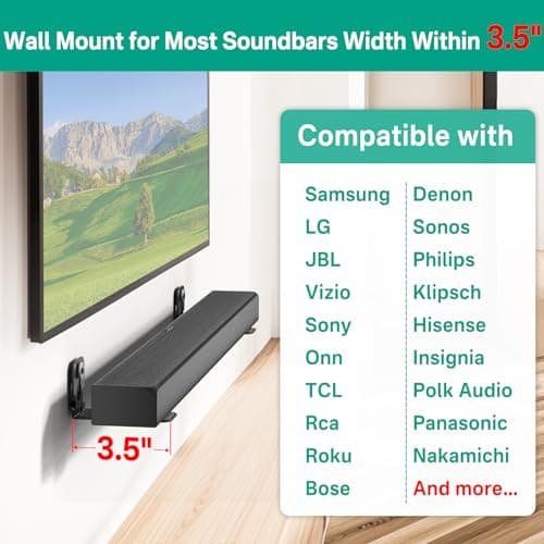notiela Universal Soundbar Wall Mount Bracket Floating Wall Shelf for Samsung, Sony, LG, Nakamichi, Polk Audio, Vizio, Roku, Onn Soundbar Mount Mounting Bracket Sound Bar Mount Under TV 3