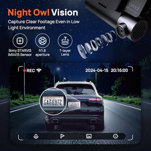 70mai 4K Dash Cam Front and Rear with STARVIS, Built in 5GHz WiFi & GPS Car Camera, Super Night Vision, ADAS, 3'' IPS Screen, 24H Parking Mode, Time-Lapse, Loop Recording, Support 256GB Max (A800S) 4