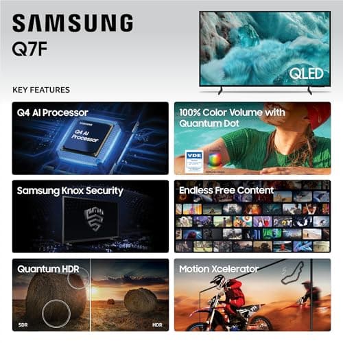 Samsung 43-Inch Class QLED Q7F Series Samsung Vision AI Smart TV (2025 Model, 43Q7F) Quantum HDR, Object Tracking Sound Lite, Q4 AI Gen1 Processor, 4K upscaling, Gaming Hub, Alexa Built-in 4