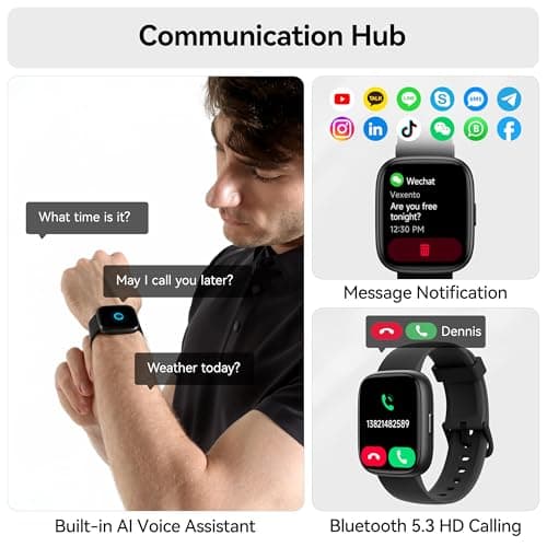 Smart Watch with Alexa Built-in, 1.83" HD Touchscreen Fitness Tracker with Bluetooth Calling, Fitness Watch with Heart Rate/Sleep Monitor, 120+ Sports Modes, IP68 Waterproof Smartwatch for Android iOS 3