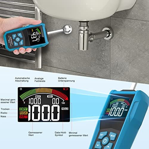 Moisture Meter, DURFICST Pinless Moisture Meter with LCD Display Color Screen and Audible Alarm for All Building Materials, Wood, Walls, Plaster, Masonry… 4