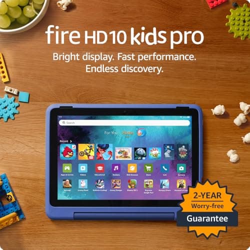 Amazon Fire HD 10 Kids Pro tablet (newest model) ages 6-12. Bright 10.1" HD screen, includes ad-free content, robust parental controls, 13-hr battery and slim case for older kids, 32 GB, Nebula 4