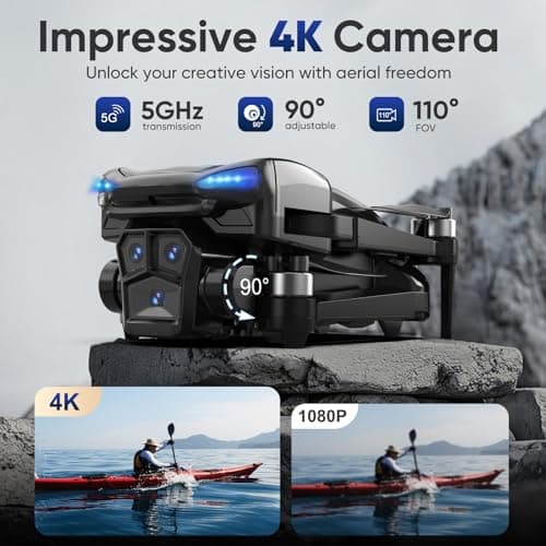 Naseto GPS Drone with 4k camera for adults, 4.5’’ LCD Screen Controller, Brushless Motor, 60-Min Flight Time with 2 Batteries, SD Card Included, 5G FPV Quadcopter with Smart Return, Great Gift for Beginners 2