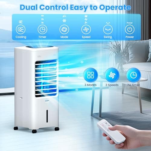 Windowless Air Conditioner Portable, Swamp Cooler Air Conditioner with 2 Gal Water Tank, Ventless Evaporative Air Cooler, 3 Modes, 3 Speeds, Timer, Remote, Swing, Suitable for Home Indoor Bedroom 5