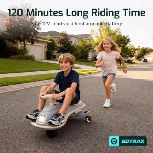 Gotrax WG1 Electric Wiggle Car for Kids, 12V Big Battery up to 120Min Playtime, Music Speaker &Rear Flash Wheels, Battery Display & Easy Assembly w/Pedal Throttle, Crazy Cart Gift for Ages 3+, 132Lbs 2