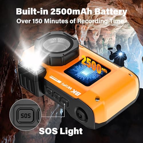 8K Digital Camera WiFi 33FT Underwater Camera for Snorkeling 70MP Waterproof Camera with 64GB Card Rugged Dustproof Shockproof Dual-Screen Selfie Autofocus Point and Shoot Digital Camera(Orange) 5
