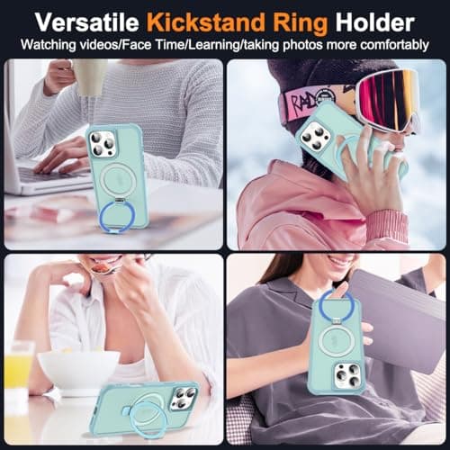 SKYLMW Compatible with iPhone 16 Pro Max Case with Invisible Magnetic O-Ring Stand Military-Grade Translucent Case for iPhone 16 ProMax 6.9" [Compatible with Mag-Safe][Great Grip Feeling], Blue 5