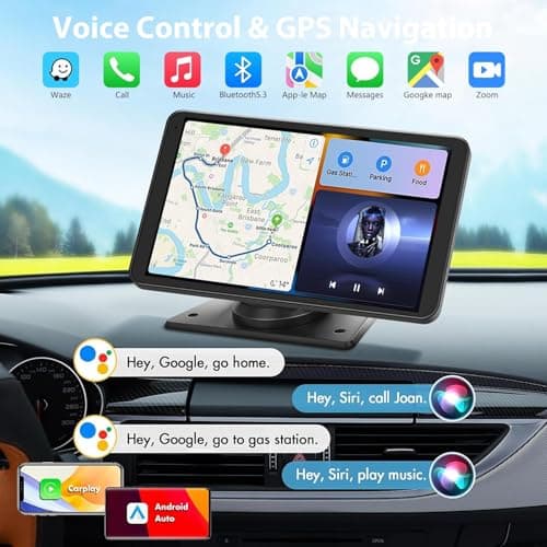 Carplay Screen for Car, 7" HD Wireless Portable Car Play Touchscreen Stereo with Android Auto Mirror Link/Backup Camera/GPS Navigation/Satellite Radio for All Vehicles 3