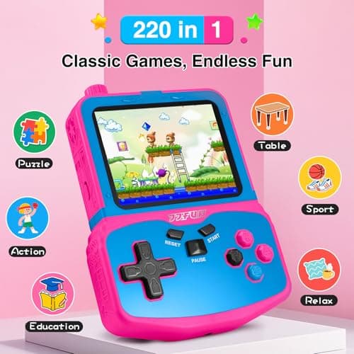 Handheld Game Console for Girls, 220 Retro Games Built-in, 3.5'' HD IPS Screen, Rechargeable Mini Portable Video Game Player for Travel & Car Trips, Gift for Kids (Rose Red) 2