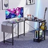Sweetcrispy L Shaped Desk Gaming Computer 50 Inch Reversible Corner PC Work Table for Writing Study Student with Wood Tabletop Metal Frame CPU Stand Side Bag for Home Office Small Space, Grey 4