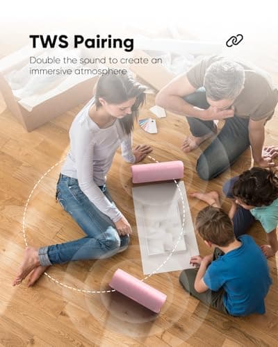 Bluetooth Speaker Gifts for Men: Portable Wireless, IPX5 Waterproof, White Elephant Gifts for Adults, Stocking Stuffers for Teens Boy Girl, Up to 20H Playtime, TWS Pair, for Home/Party/Outdoor (Pink) 4