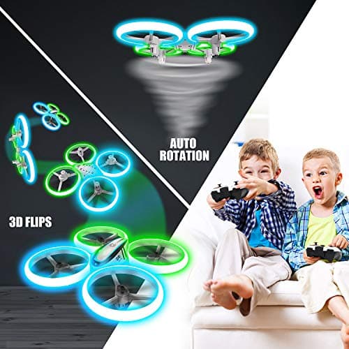 Q9s Drones for Kids,RC Drone with Altitude Hold and Headless Mode,Quadcopter with Blue&Green Light,Propeller Full Protect,2 Batteries and Remote Control,Easy to fly Kids Gifts Toys for Boys and Girls 3