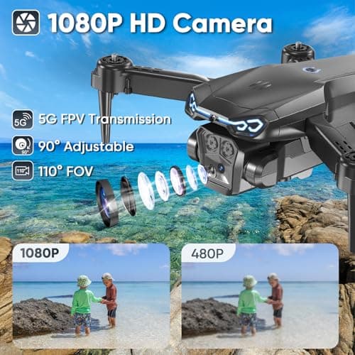 X-shop Foldable Drone with 1080P HD Camera for Beginners & Adults, FPV Live Video, One Key Start, Altitude Hold, 3D Flips, Gesture Selfie, 3 Speed Modes, 2 Batteries 2