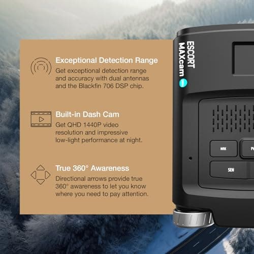 Escort MAXcam 360c Laser Radar Detector and Dash Camera - Great Range, 360° Protection, Shared Alerts, Incident Reports, Apple CarPlay and Android Auto Compatible, 16GB SD Card Included 3