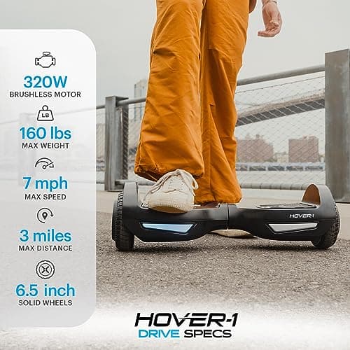 Hover-1 Drive Electric Self Balancing Scooter with 7MPH Top Speed, 3 Mile Range, Long Lasting Lithium-Ion Battery, 6 HR Full Charge, Path Illuminating LED Lights and 6.5” Wheels 2
