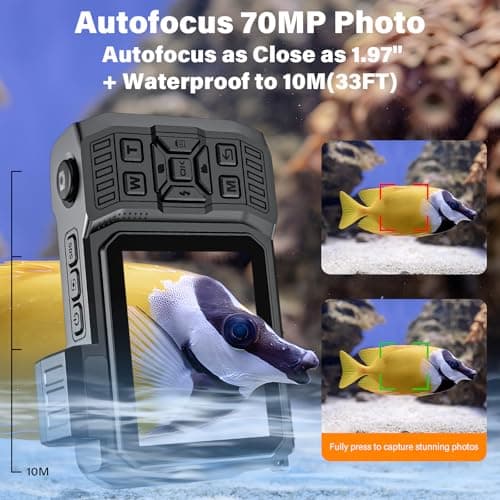 8K Digital Camera WiFi 33FT Underwater Camera for Snorkeling 70MP Waterproof Camera with 64GB Card Rugged Dustproof Shockproof Dual-Screen Selfie Autofocus Point and Shoot Digital Camera(Orange) 4