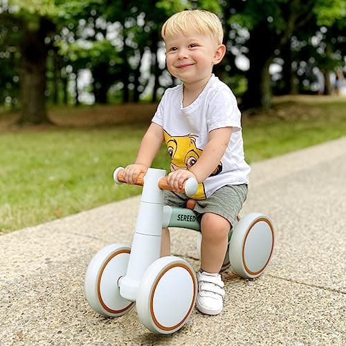 SEREED Baby Balance Bike for 1-2 Year Olds - 4 Wheels, First Bike for Toddlers, Birthday Gift (Green) 7