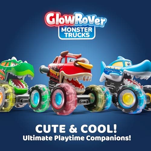 JOYIN 3 Pack Monster Truck Toy - Motion Activated Light Up Cars for Toddlers - Monster Glow Rover LED Wheels - Baby Boy Toys - Press and Go Dinosaur Trucks for Kids Boys Birthday Gifts for Christmas 4