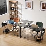 Sweetcrispy L Shaped Desk Gaming Computer 50 Inch Reversible Corner PC Work Table for Writing Study Student with Wood Tabletop Metal Frame CPU Stand Side Bag for Home Office Small Space, Grey 5