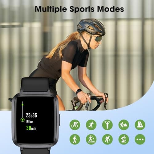 Fitness Tracker Watch with Heart Rate Monitor, Large Screen Activity Tracker with Pedometer, Sleep Monitor, Calories & Step Counter, 5ATM Waterproof Smart Watch for Women Men Fitness Watch for Sports 4