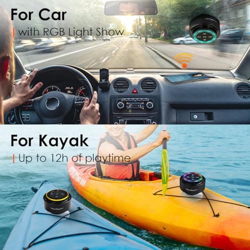 XLeader Shower Speaker, Upgraded,Certified IPX7 Waterproof, Mini Bluetooth Wireless Small Speaker with Lights, Suction Cup and Mic for Bathroom, Crystal Sound&Bass,12H Playtime, Ideal Electronic Gifts 5