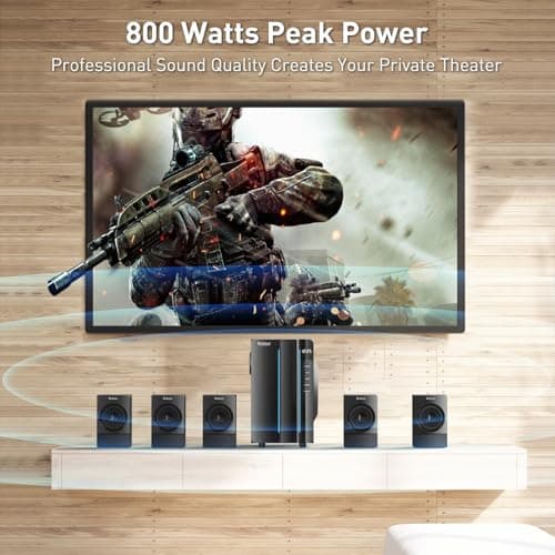 Bobtot Surround Sound Systems Home Theater System - 800 Watts Peak Power 6.5" Subwoofer 5.1/2.1 Wired Stereo Speakers Strong Bass with HDMI ARC Optical AUX Bluetooth Input 3