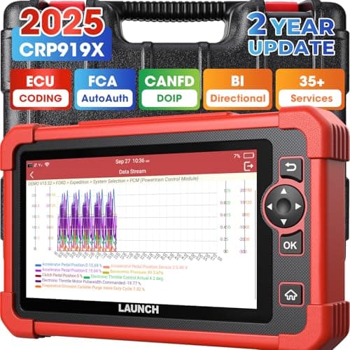 LAUNCH X431 CRP919X Car Scanner, ECU Coding OBD2 Scanner Diagnostic Tool, 2025 Bi-Directional Scan Tool, CANFD/DoIP/FCA SGW, 35+ Reset,Active Test,All-in-One Full System Diagnostic Scanner,2Yrs Update