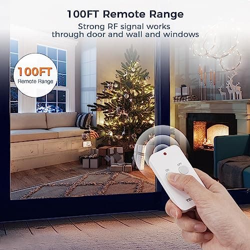Remote Control Outlet, TESSAN Wireless Light Switch, On Off Switch Plug for Lights, Lamps, Fans, Household Appliances, 100ft RF Range, 15A/1875W(1 Remote + 1 Outlet) 2