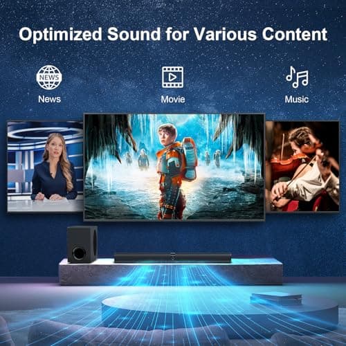 Assistrust Sound Bar with Subwoofer, 110W Sound Bar for Smart TV, with Deep Bass & Volume Boost & 3 Equalizer Modes, Bluetooth/ARC/Opt/AUX Connect, Detachable Soundbar for TV/PC/Gaming/Projectors 3
