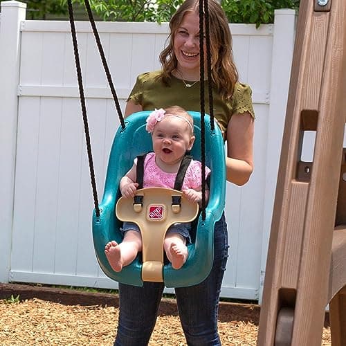 Step2 Infant to Toddler Swing, Baby Outdoor Swing, Backyard Bucket Style Swing Seat, Secure Harness, Outside Weather-Resistant Rope, Attach to Playset, For Toddlers 9 Months -3 Years Old 2