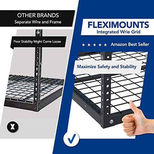 FLEXIMOUNTS 3x6 Overhead Garage Storage Adjustable Ceiling Rack 72" Length x 36" Width x 40" Height, 450lbs Weight Capacity, Black, Classic Series 3